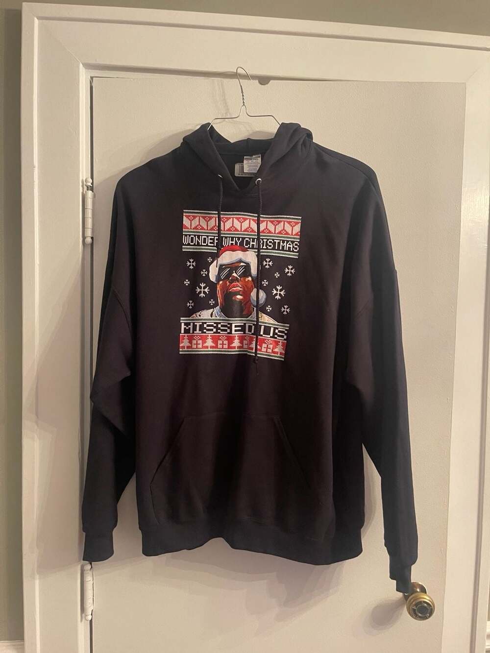 Jerzees Nublend Notorious B.I.G. Wonder Why Christmas Missed Hoodie Black 3XL